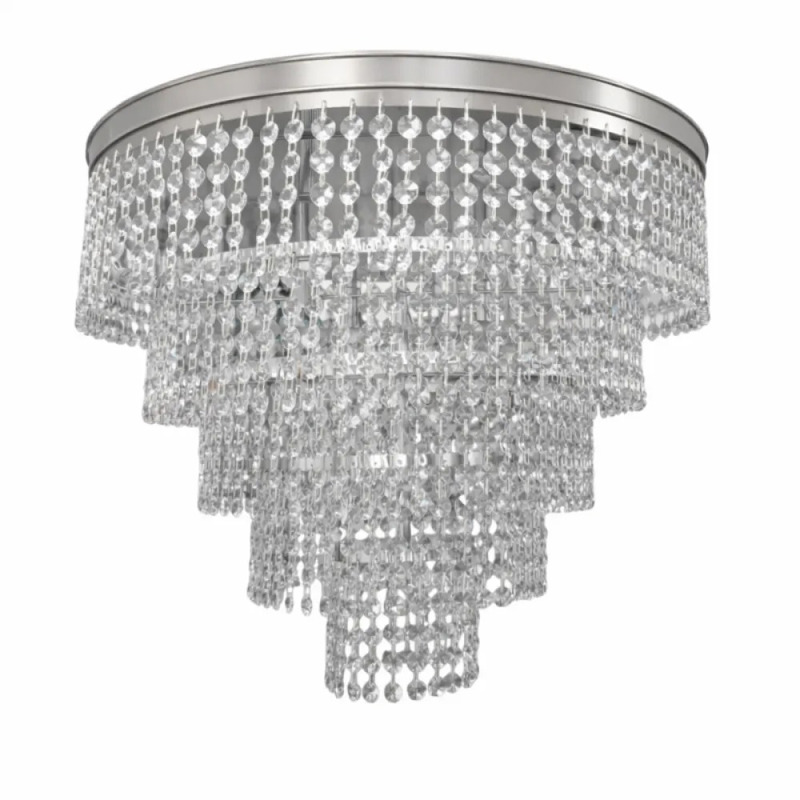 NG Lighting Φωτιστικό Οροφής Πλαφονιέρα Χειροποίητο Μεταλλικό Νίκελ Ματ με Κρύσταλλα 8xG9 Φ50x45cm 2026612-NM